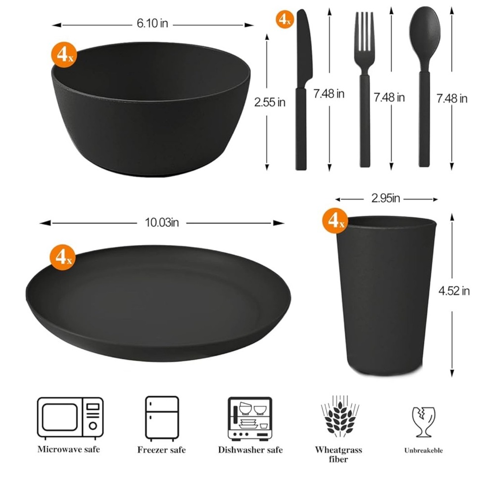 Black Dinnerware Set - Picture 3 of 3